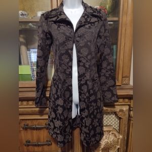 ✨Host Pick!✨ Almost Vintage 90s Elegant Black Damask Floral Long Coat